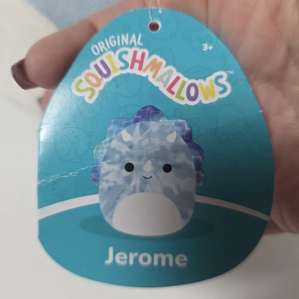 Squishmallow Jerome Blue Tie Dye Triceratops Dinosaur Plush Stuffed Animal NWT